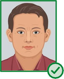 Illustration einer Person mit scharfem und kontrastreichem Gesicht.