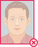 Illustration einer Person mit geringem Kontrast und heller Belichtung.