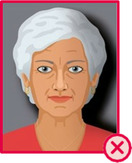 Illustration einer Person mit kurzen weißen Haaren vor einem Hintergrund mit Schatten.