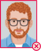 Illustration einer bärtigen Person mit Brille mit verpixeltem Gesicht.