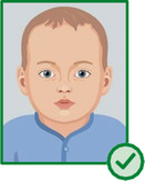 Illustration eines Kleinkindes, das frontal in die Kamera blickt.