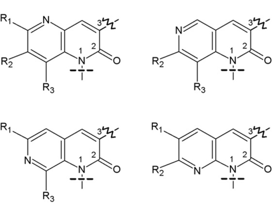 Kernstruktur der chemischen Verbindung 5-,6-,7-,8-Aza-2-chinolon-1,3-diyl