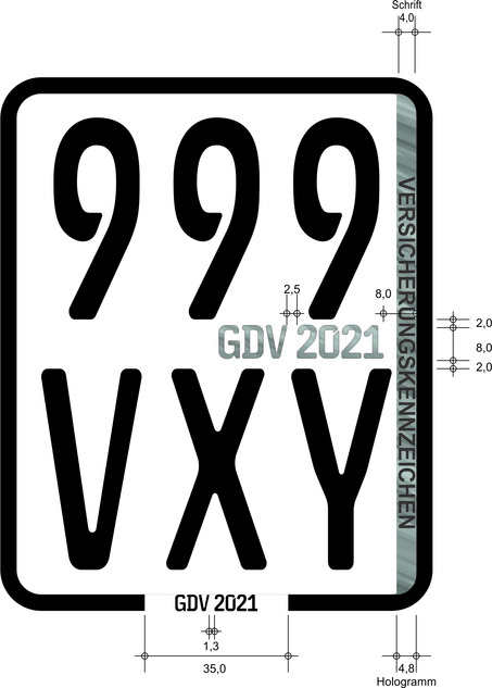 Schematische Darstellung des Hologramms auf der Kennzeichenfolie